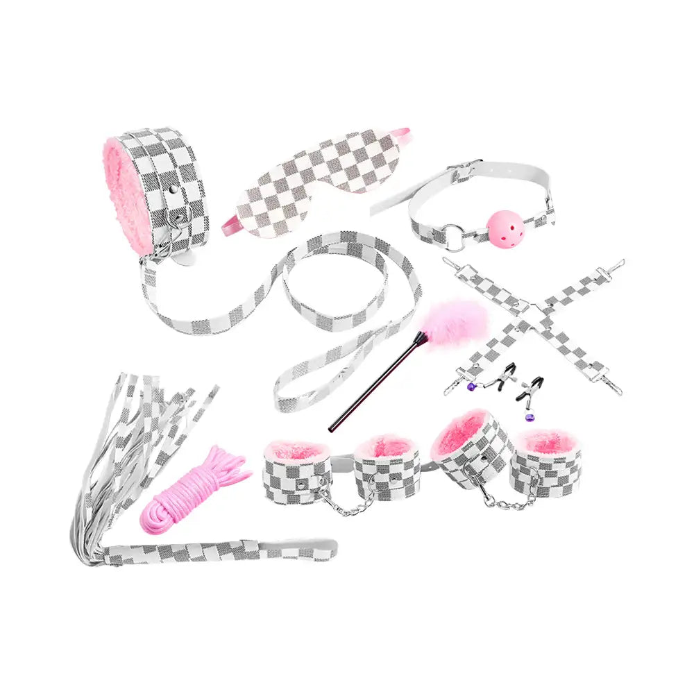 Checkered Temptation – 10 Pcs BDSM Starter Kit - Frisky Business Adult Sex Toys Shop