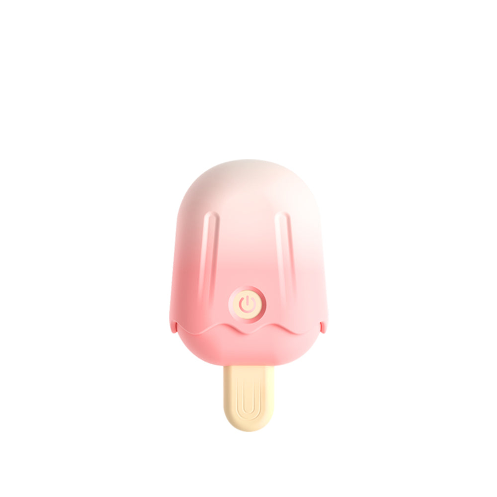 Ice cream shaped clitoral suction vibrator in pink with soft silicone tip