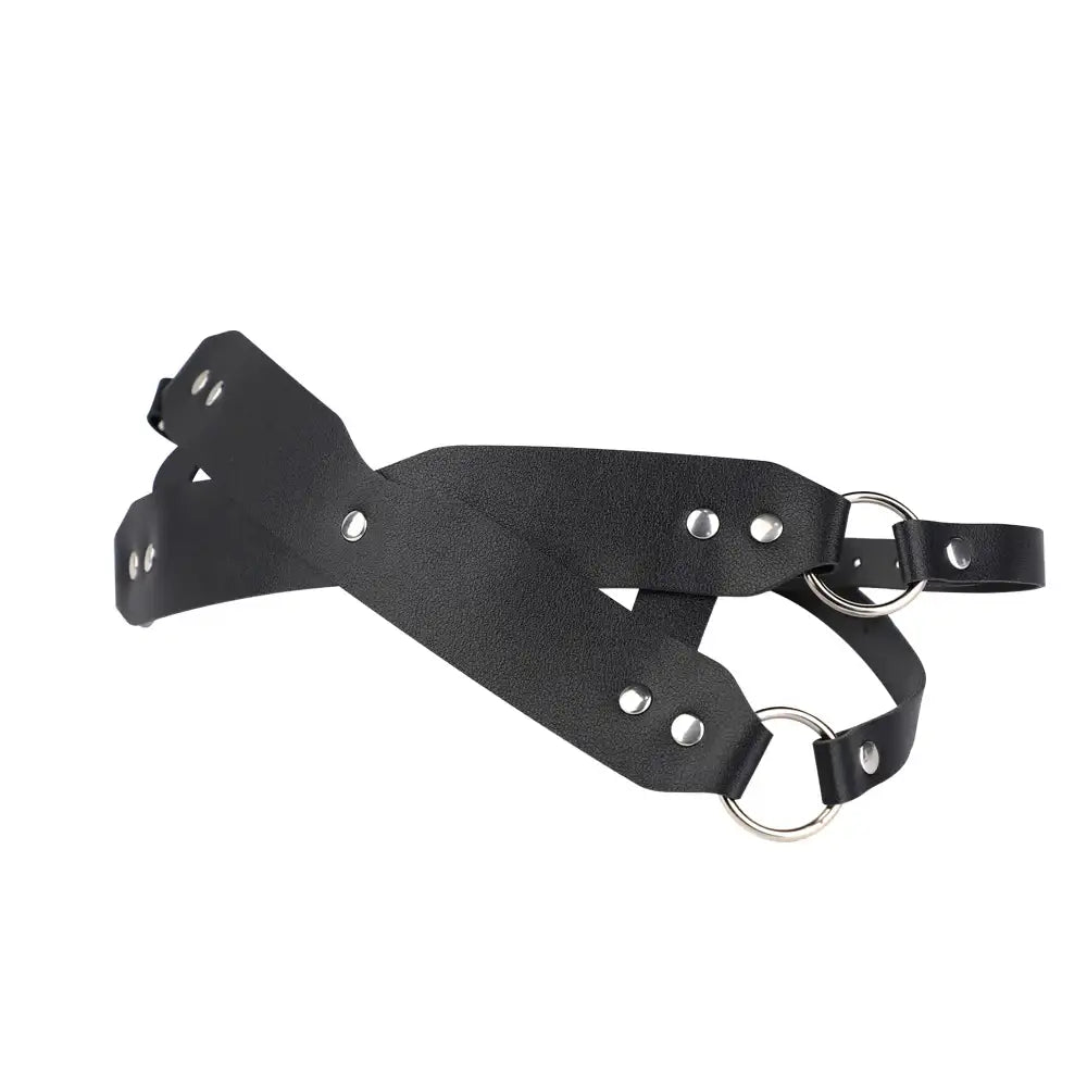 Lustful Darkness – BDSM PU Leather Cross Blindfold Mask - Frisky Business Adult Sex Toys Shop