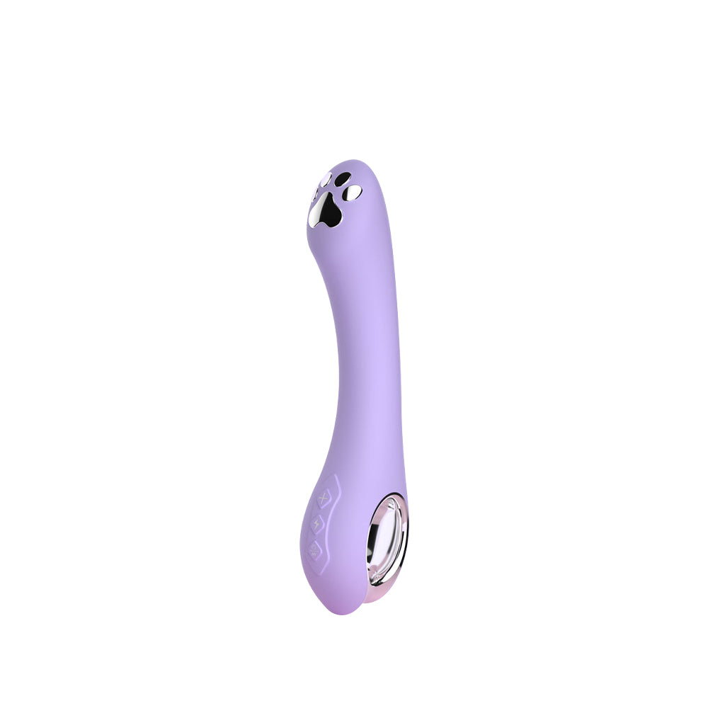 Lavender Purr Volt G-spot vibrator on white background, full product view.