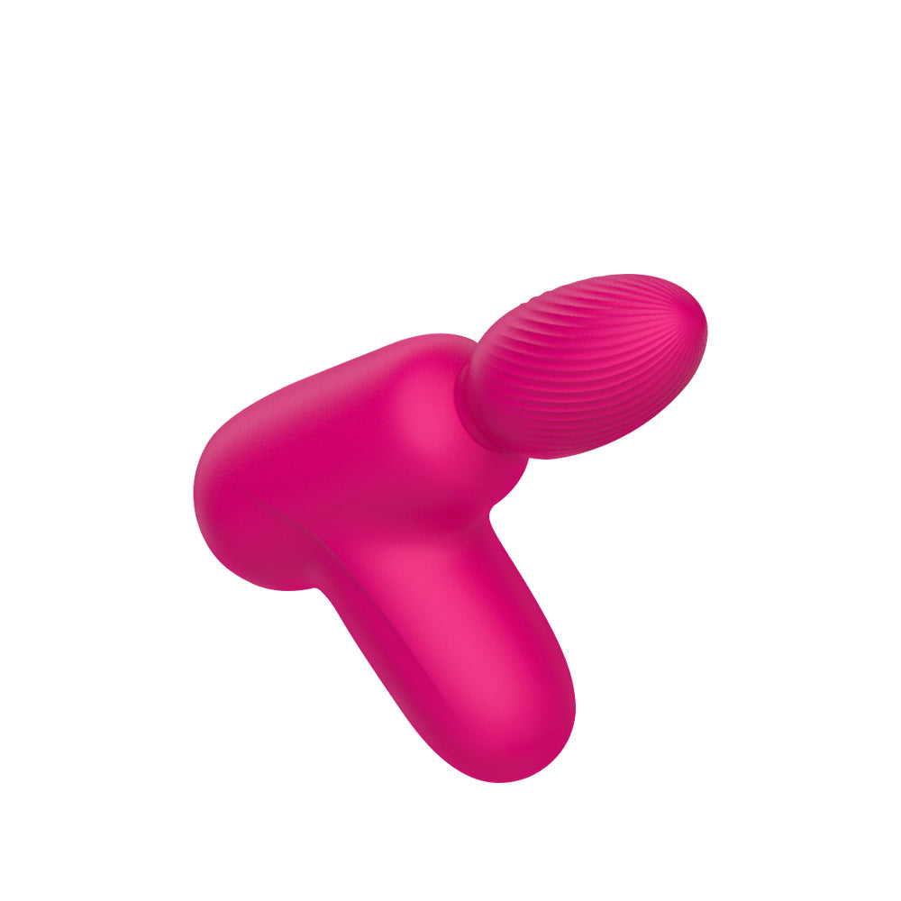 Pink Massage Gun Style Vibrator with Suction on a white background