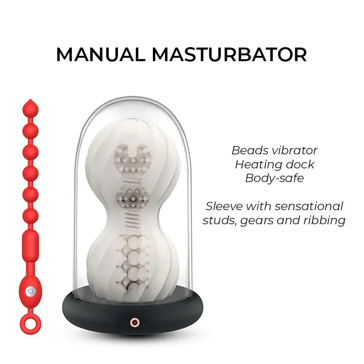 The FlexiVibe Ribbed Stroker with Detachable Vibrating Beads - Frisky Business Adult Sex Toys Shop