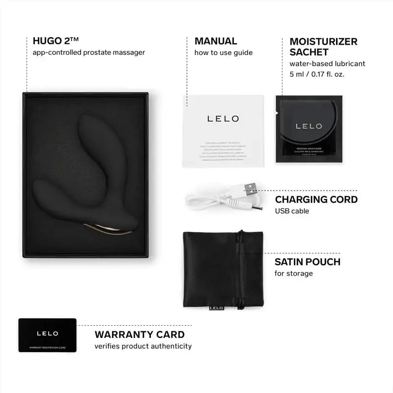LELO Hugo 2™ APP Prostate Massager Black dual-motor vibration with multiple intensity levels for enhanced stimulation experience Singapore