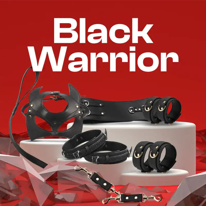Black Warrior - 7 Pcs BDSM Kit - Frisky Business Adult Sex Toys Shop