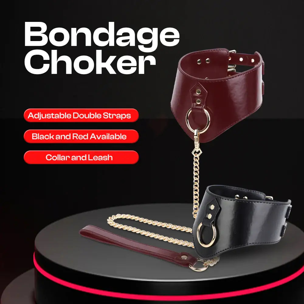 Bonded Embrace – BDSM Widen Collar & Leash - Frisky Business Adult Sex Toys Shop