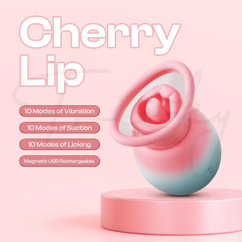 Cherry Lip – 2-in-1 Sucking and Licking Vibrator - Frisky Business Adult Sex Toys Shop