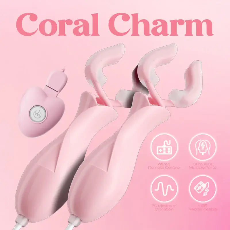 Coral Charm - Wired Vibrating Nipple Clamps - Frisky Business Adult Sex Toys Shop