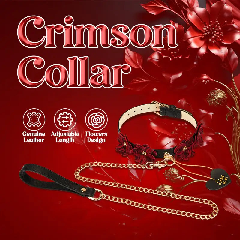 Crimson Collar - Genuine Leather Neck Collar - Frisky Business Adult Sex Toys Shop