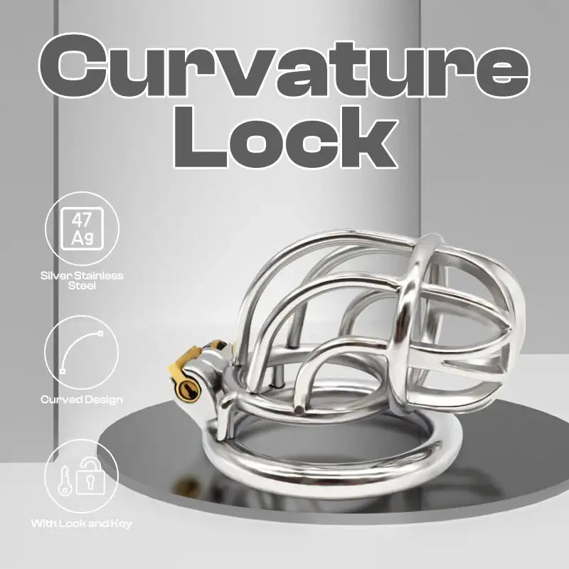 Curvature Lock - Stainless Steel Curved Design Chastity Cage - Frisky Business Adult Sex Toys Shop