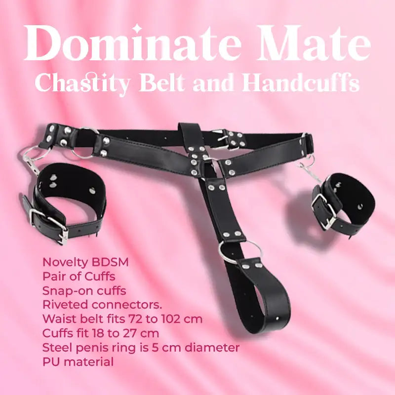 DominateMate - Chastity Belt and Handcuffs - Frisky Business Adult Sex Toys Shop