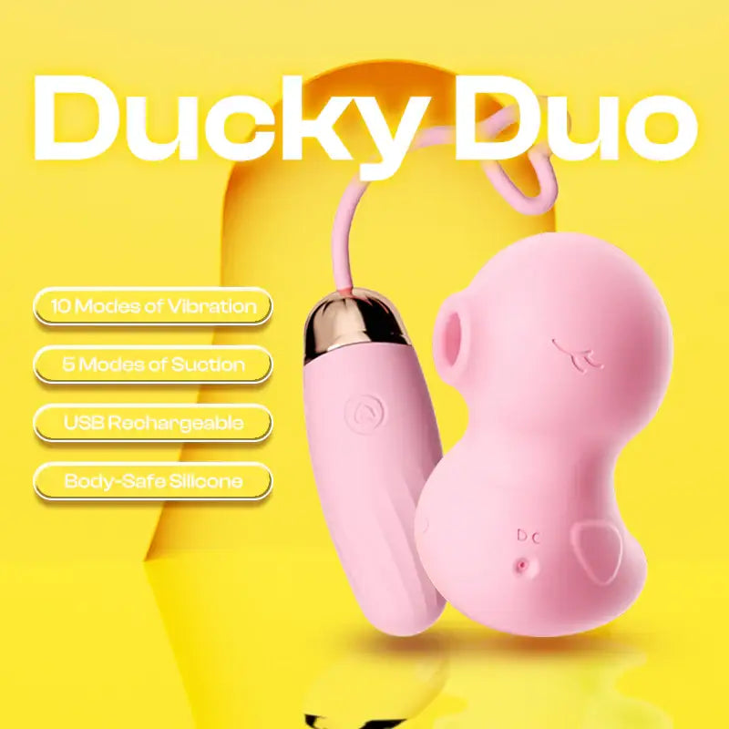 Ducky Duo - APP Control 1+1 Wireless Egg Vibrator with Suction Vibrator Set - Frisky Business Adult Sex Toys Shop