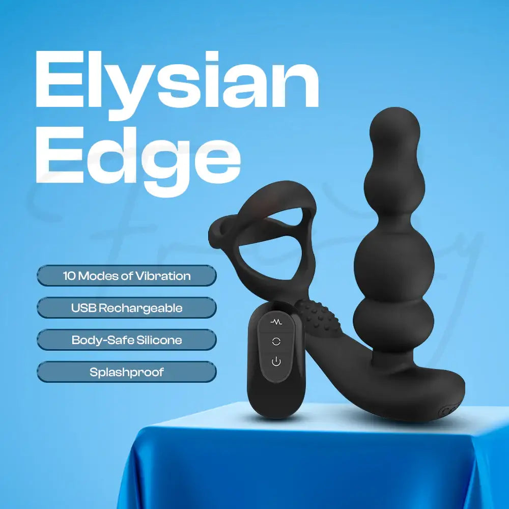 Elysian Edge - Remote Control Vibrating Prostate Massager with Cock Ring, Adult Male Rechargeable Sex Toys - Frisky Business Adult Sex Toys Shop