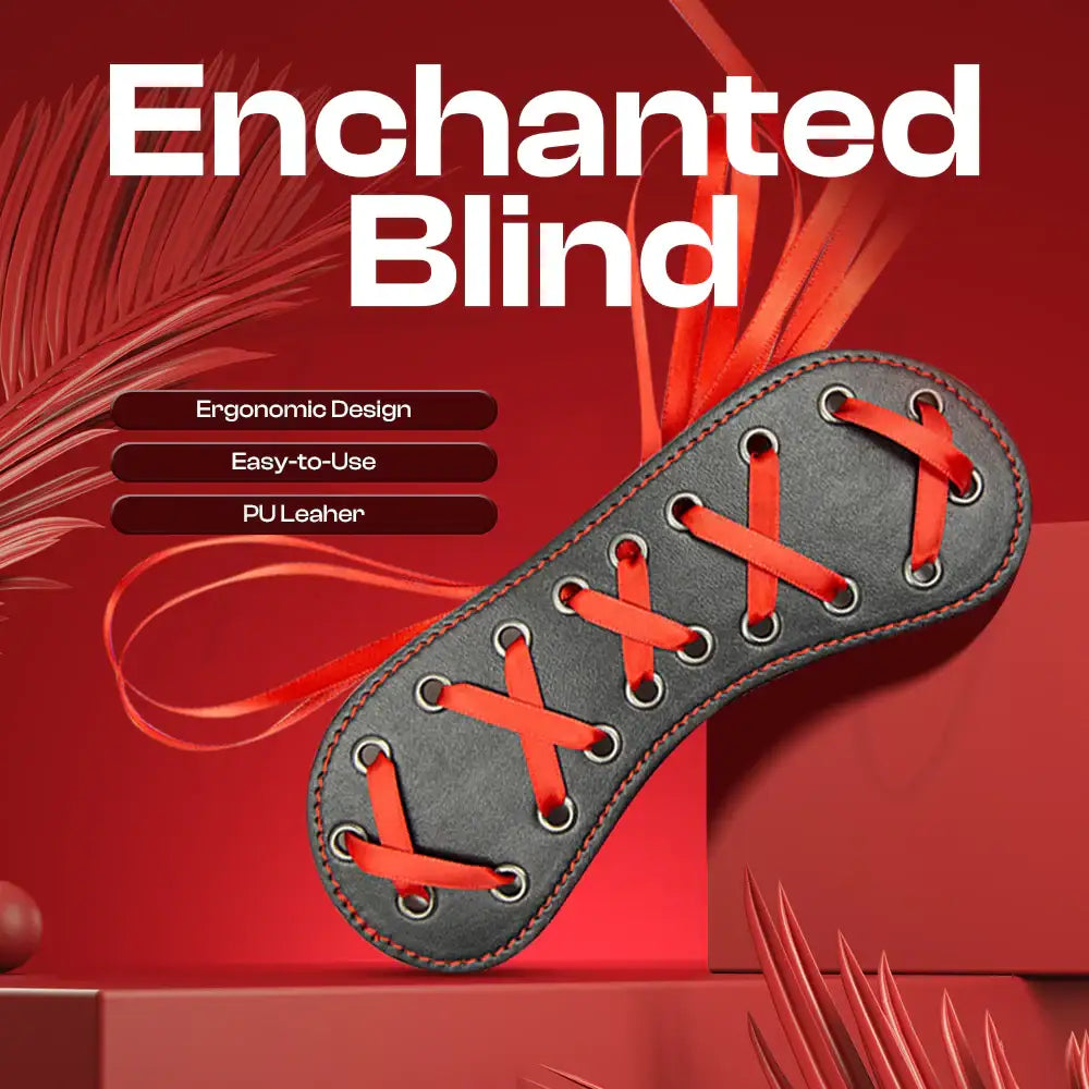 Enchanted Blind – PU Leather Ribbon Lace Blindfold - Frisky Business Adult Sex Toys Shop