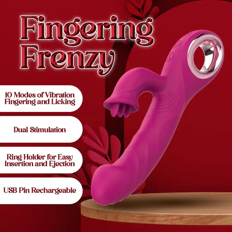 Fingering Frenzy - Fingering Dual Vibrator with Licking - Frisky Business Adult Sex Toys Shop