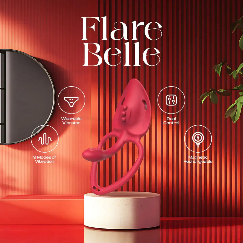 FlareBelle - Wearable Remote/APP Control Vibrator Paired With Cock Ring + Strap - Frisky Business Adult Sex Toys Shop