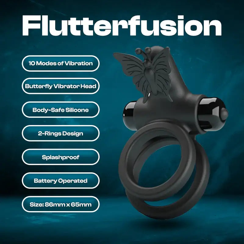 Flutterfusion – Duo-ring Vibrating Cock Ring - Frisky Business Adult Sex Toys Shop