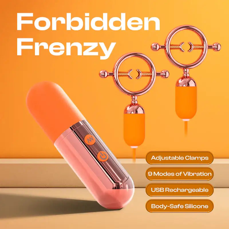 Forbidden Frenzy - Female Vibrating Nipple Clamps - Frisky Business Adult Sex Toys Shop