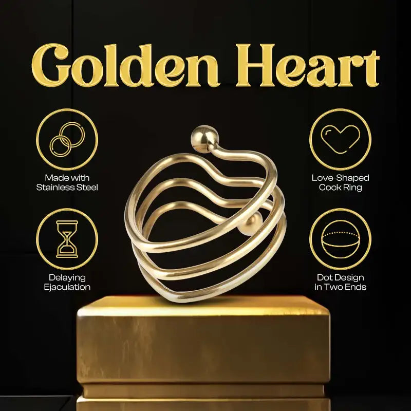Golden Heart - Stainless Steel Cock Ring - Frisky Business Adult Sex Toys Shop