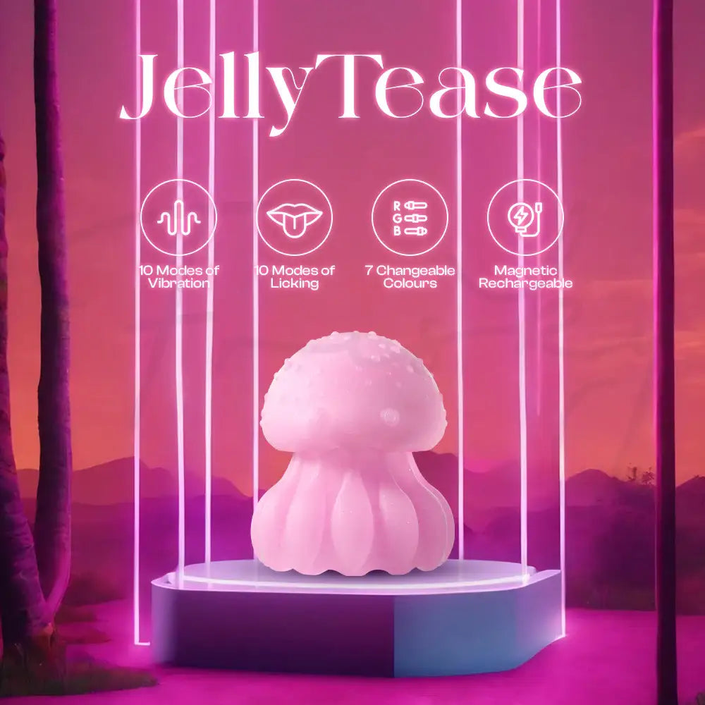 JellyTease - LED Light Licking Clitoral Stimulator, Adult Female Rechargeable Flicking Vibrator Sex Toys - Frisky Business Adult Sex Toys Shop