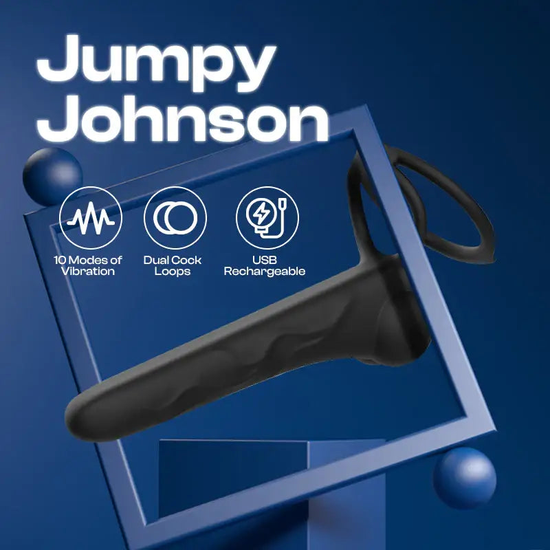 Jumpy Johnson - Vibrating Cock Ring With Dual Loops - Frisky Business Adult Sex Toys Shop