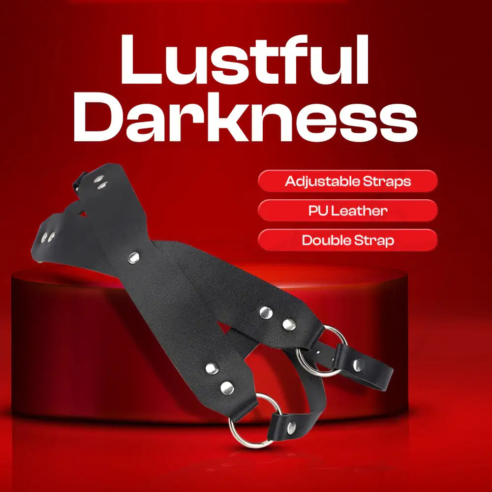 Lustful Darkness – BDSM PU Leather Cross Blindfold Mask - Frisky Business Adult Sex Toys Shop