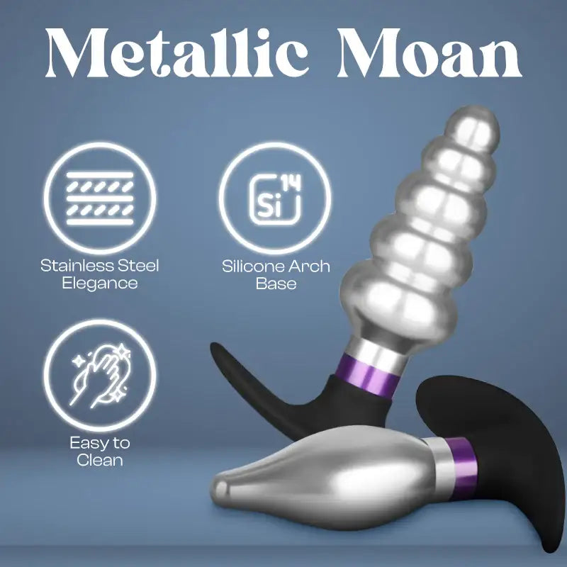 Metallic Moan – Metal Butt Plug - Frisky Business Adult Sex Toys Shop