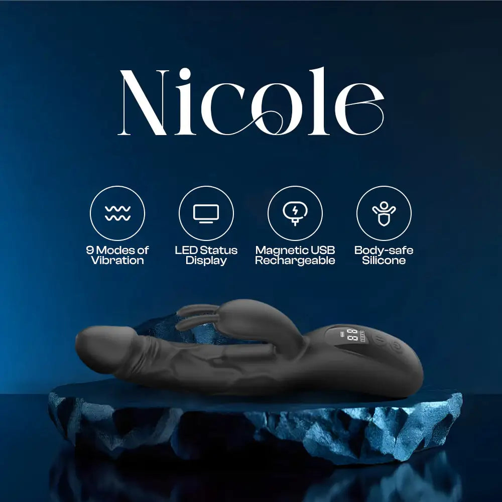 Nicole - Thrusting Rabbit Vibrator with LED Display - Frisky Business Adult Sex Toys Shop