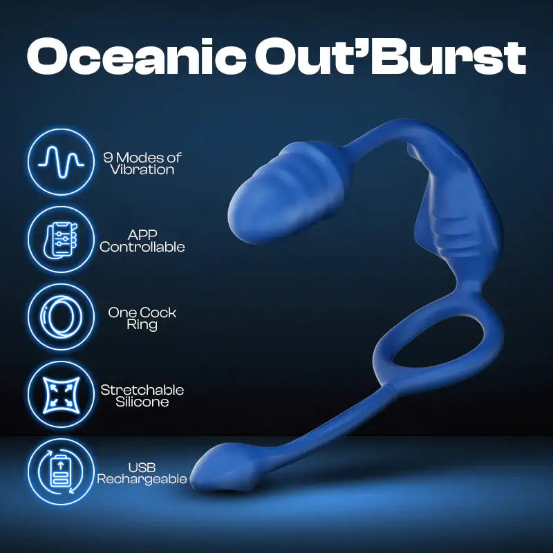 Oceanic Out’Burst - Prostate Massager with Cock Ring - Frisky Business Adult Sex Toys Shop