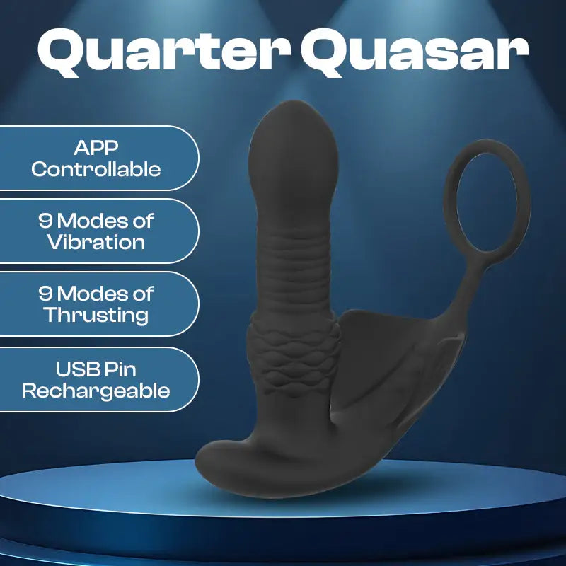 Quarter Quasar - APP Control Thrusting Prostate Massager with Cock Ring - Frisky Business Adult Sex Toys Shop