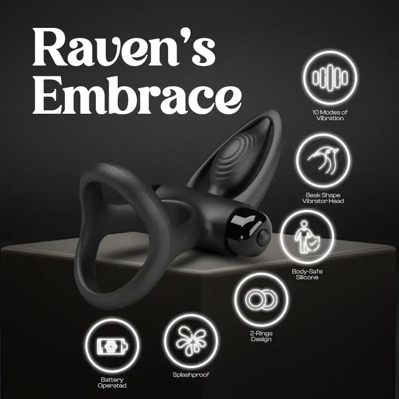 Raven’s Embrace – Duo-ring Vibrating Cock Ring - Frisky Business Adult Sex Toys Shop