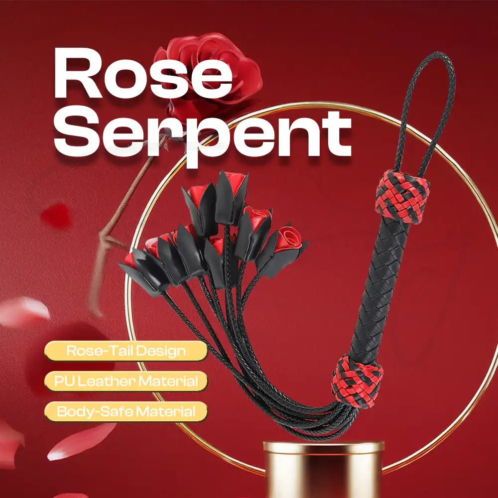 Rose Serpent – PU Leather Rose-Tail Whip - Frisky Business Adult Sex Toys Shop
