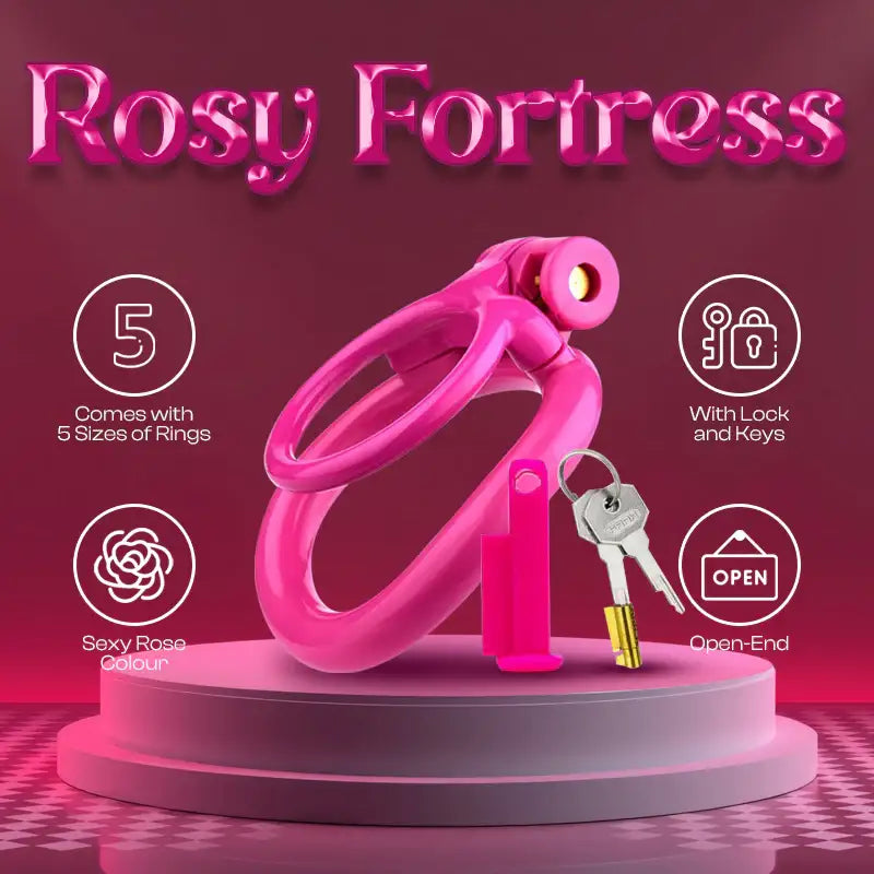 Rosy Fortress - Two Rings Chastity Cage - Frisky Business Adult Sex Toys Shop