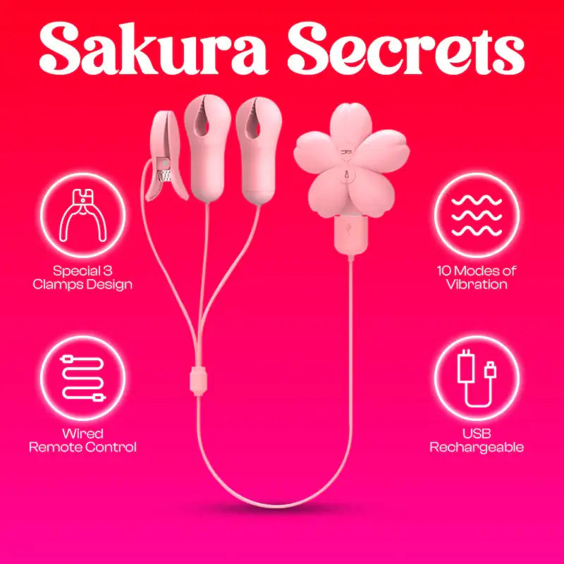 Sakura Secrets - Nipple Vibrator with 3 Clamps - Frisky Business Adult Sex Toys Shop
