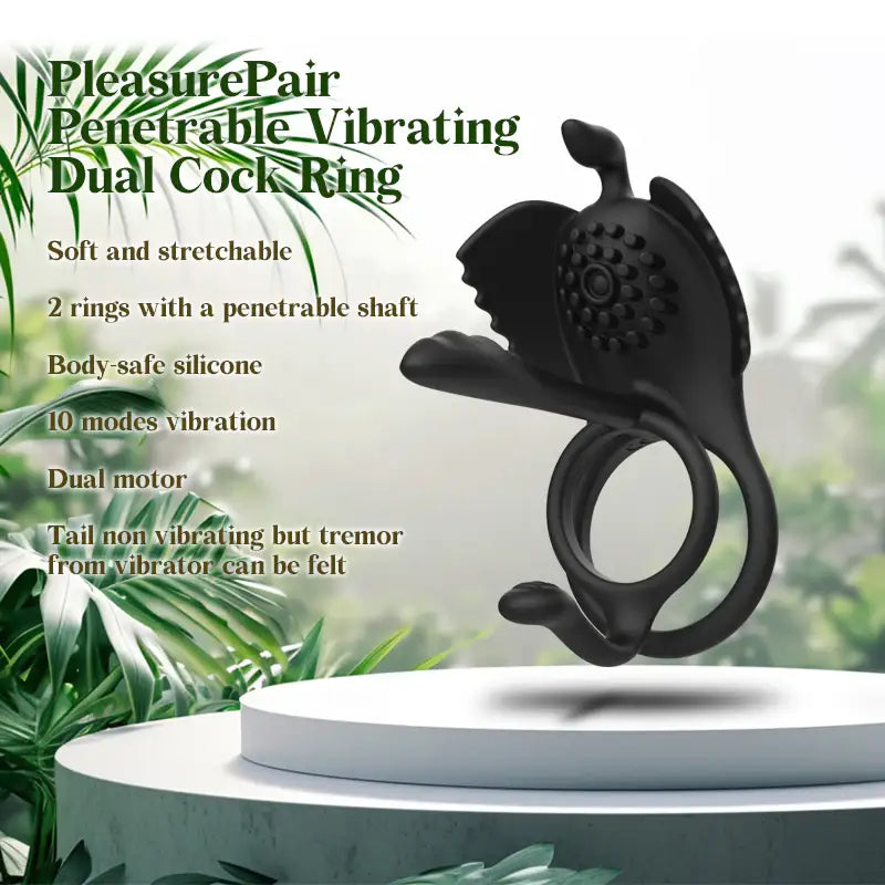 The PleasurePair Penetrable Vibrating Dual Cock Ring - Frisky Business Adult Sex Toys Shop