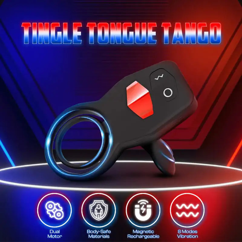 Tingle Tongue Tango – Vibrating & Tapping Cock Ring - Frisky Business Adult Sex Toys Shop