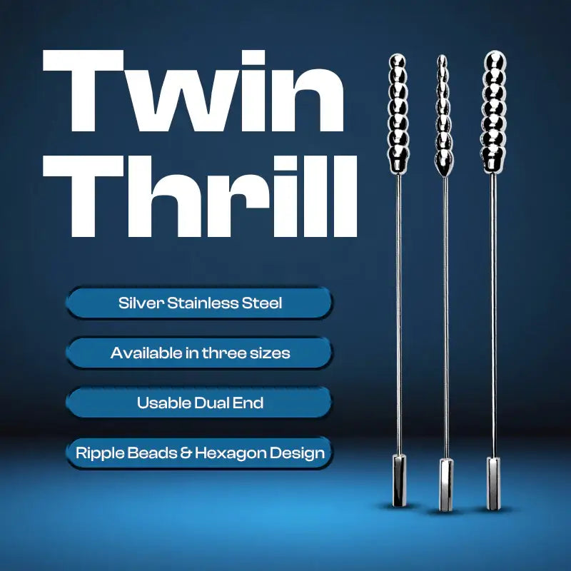 Twin Thrill - Stainless Steel Dual-ended Urethral Soundings - Frisky Business Adult Sex Toys Shop
