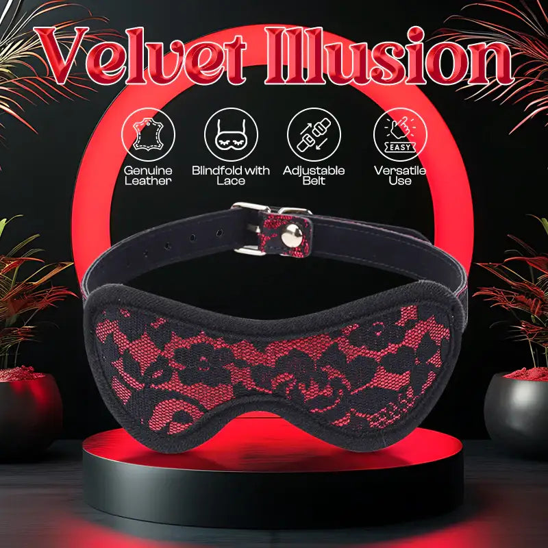 Velvet Illusion - Genuine Leather Lace Blindfold - Frisky Business Adult Sex Toys Shop
