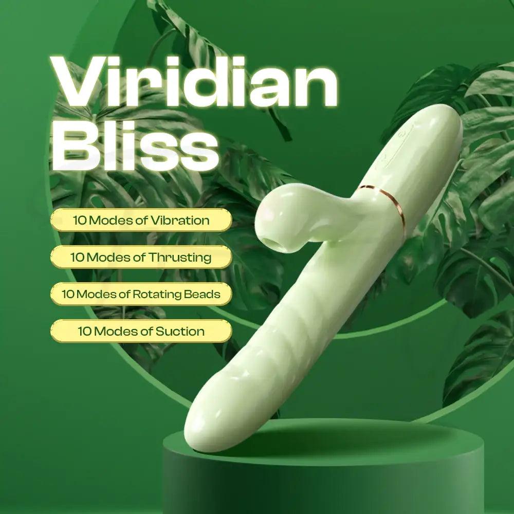 Viridian Bliss – Rotating Beads Thrusting + Suction Vibrator - Frisky Business Adult Sex Toys Shop