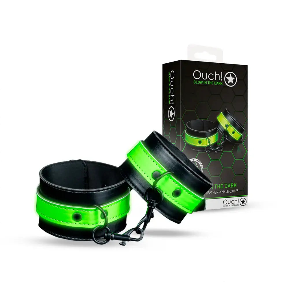 SHOTS Ouch! Ankle Cuffs Glow in The Dark adjustable ankle restraints with secure buckles for adult play Singapore
