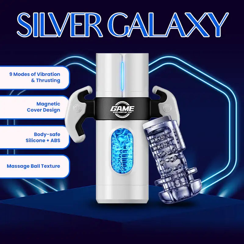 Silver Galaxy - Thrusting Rotating Masturbator and Penis Trainer - Frisky Business Adult Sex Toys Shop