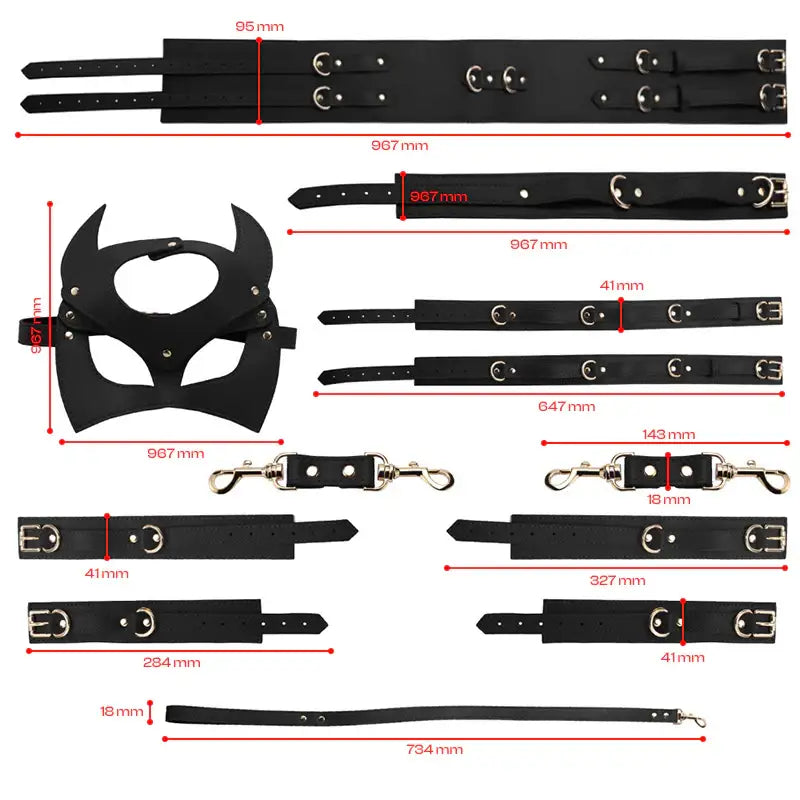 Black Warrior - 7 Pcs BDSM Kit - Frisky Business Adult Sex Toys Shop