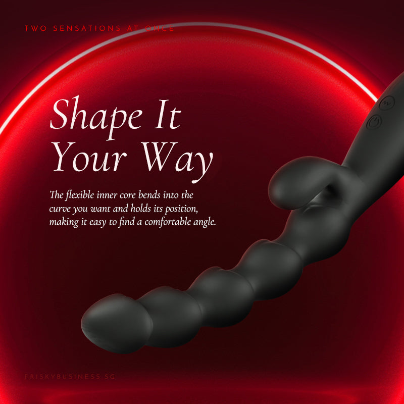 Wand shown bent into a curved position against a dark red background