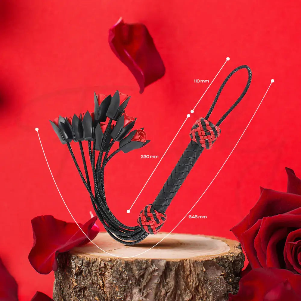 Rose Serpent – PU Leather Rose-Tail Whip - Frisky Business Adult Sex Toys Shop