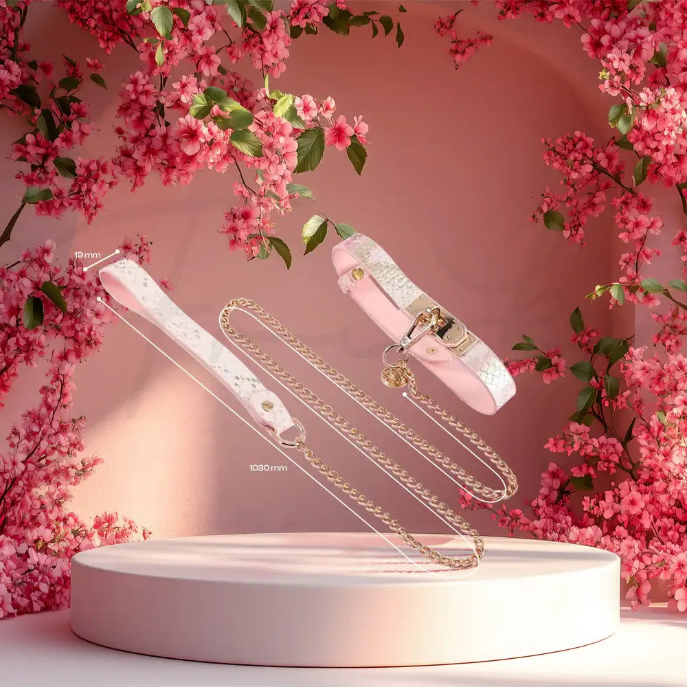 Serpent Petal - BDSM Collar & Leash With Bell - Frisky Business Adult Sex Toys Shop