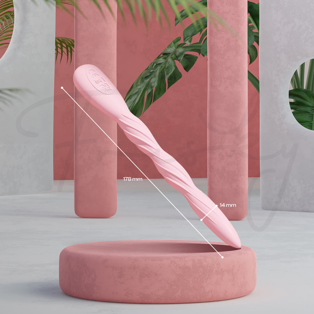Flexible pink vibrator highlighting bendable design for customizable stimulation.