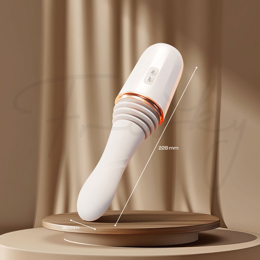 White and rose-gold Sweet Motion device highlighting its sleek bendable shaft