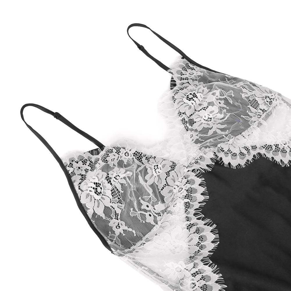 Babydoll - 1 Pc Sexy Satin Lace Stitching Open Back Sleepwear - Frisky Business Adult Sex Toys Shop