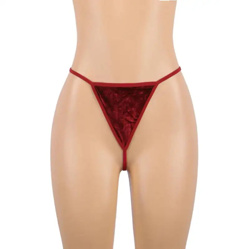 Babydoll - 2 Pcs Velour Embroidery Sleepwear With G String - Frisky Business Adult Sex Toys Shop