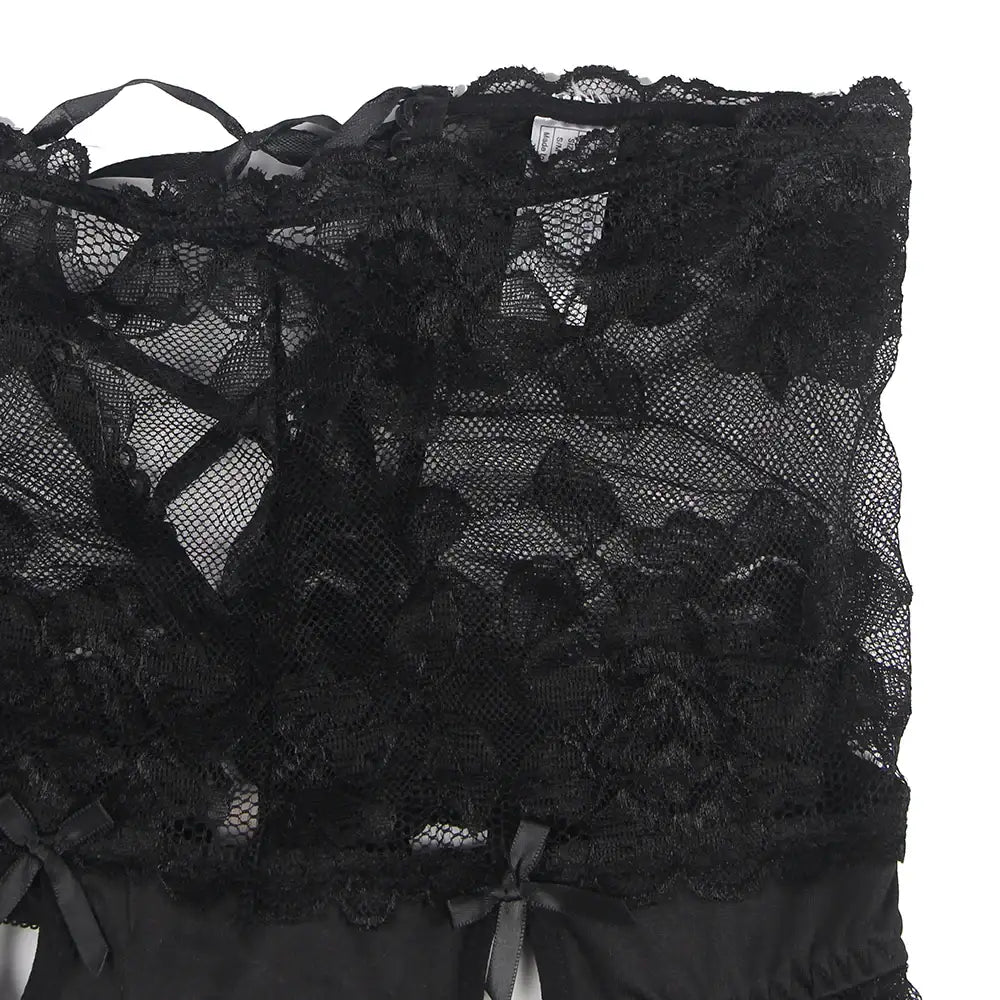 Panties - Black High Waist Strappy Floral Lace Underwear - Frisky Business Adult Sex Toys Shop