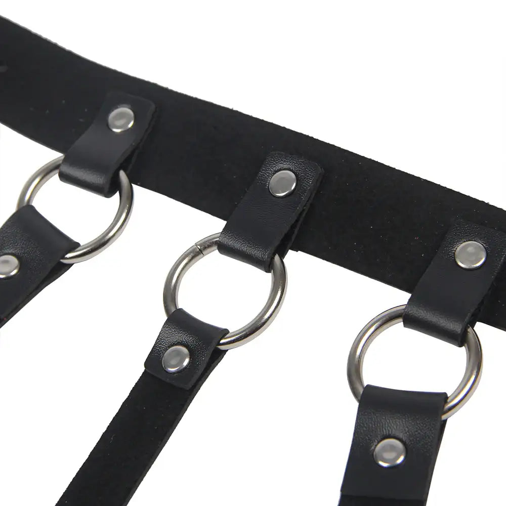 BDSM - 1 Pc Leather Chest Punk Bondage Belt With Chain - Frisky Business Adult Sex Toys Shop